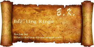 Báling Kinga névjegykártya