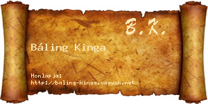 Báling Kinga névjegykártya